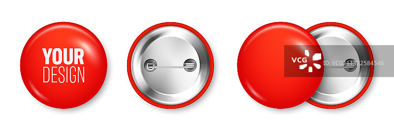 逼真的红色空白徽章3d光滑圆形按钮图片素材