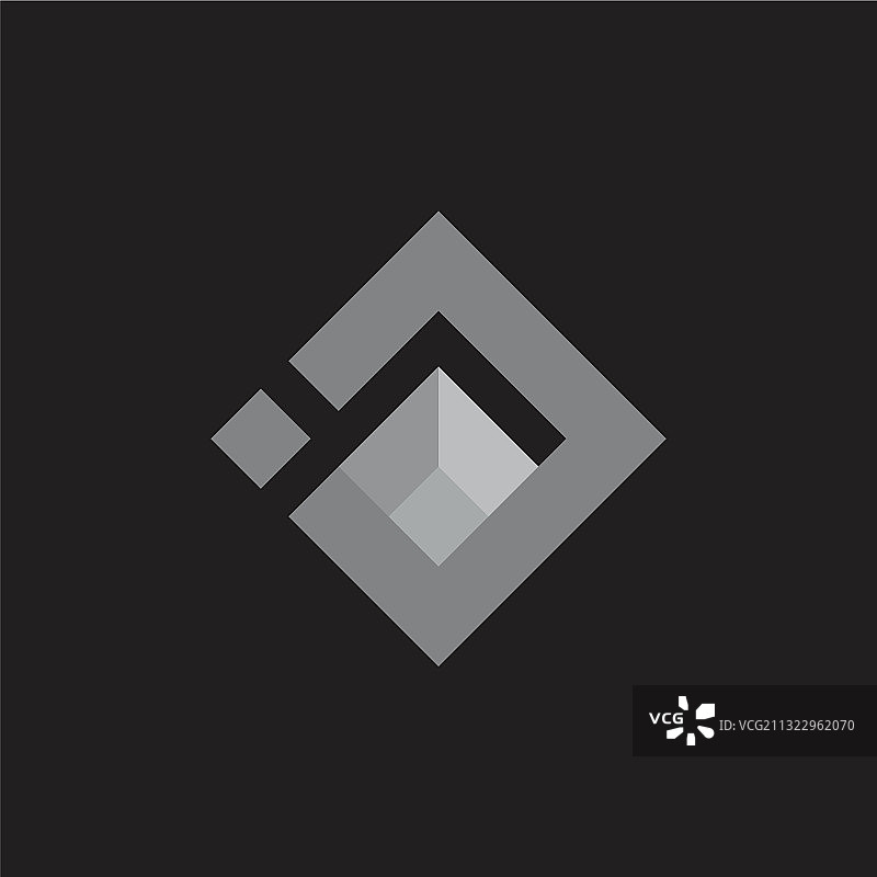简单的方形几何三维钻石形状标志图片素材