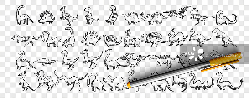 恐龙涂鸦集图片素材