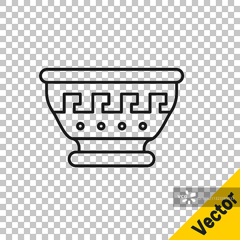 黑线古希腊碗的图标孤立上图片素材