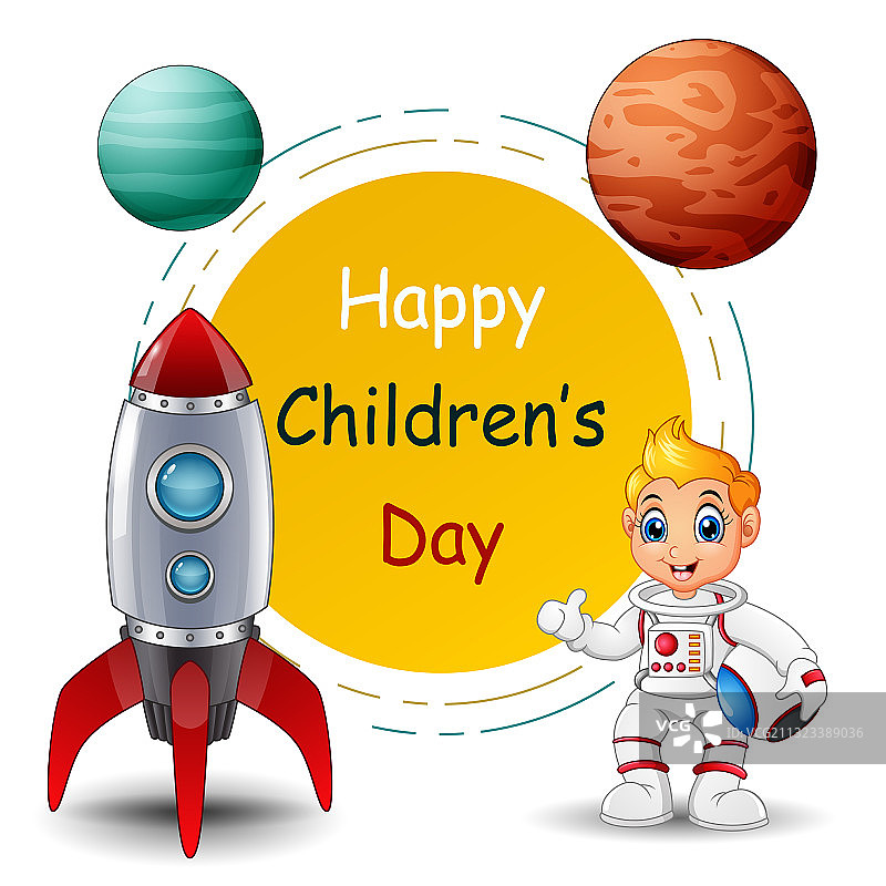 宇航员男孩和地球儿童节快乐图片素材
