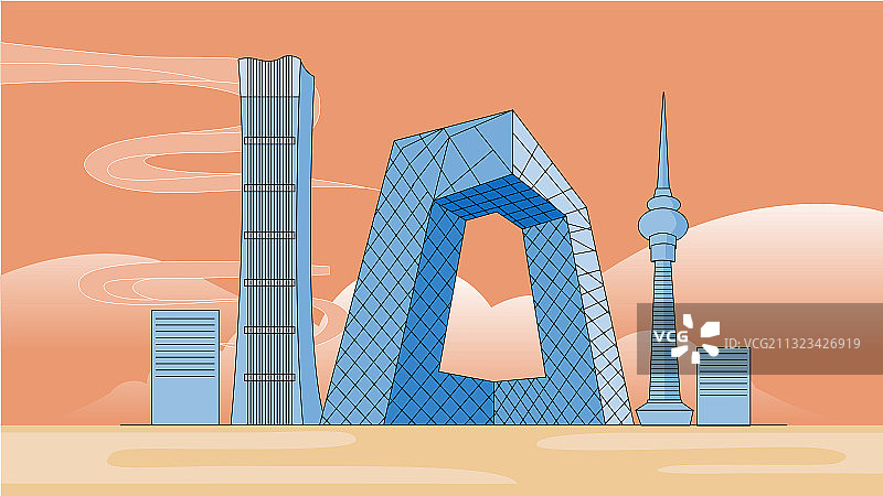 北京城市地标建筑矢量插画图片素材