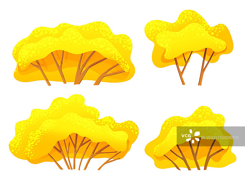 黄澄澄的秋树或灌木，郁郁葱葱图片素材