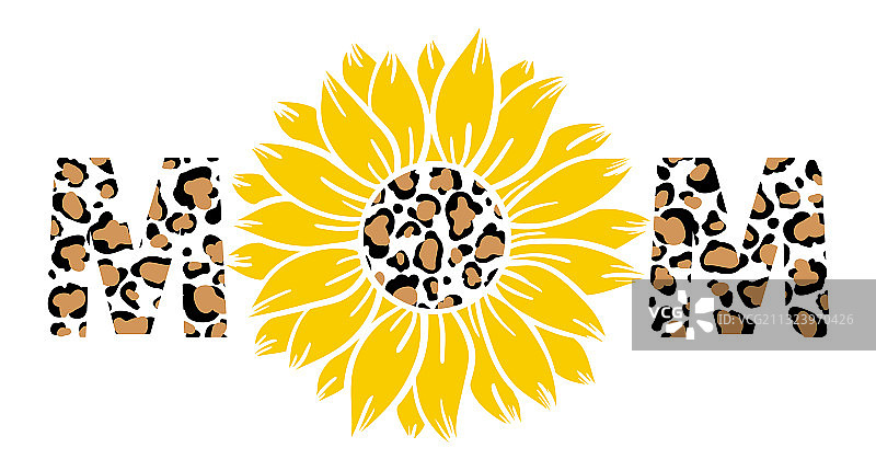 豹纹向日葵妈妈印花为chirt图片素材