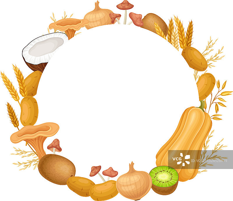 圆形框架成熟多汁的水果和蔬菜图片素材