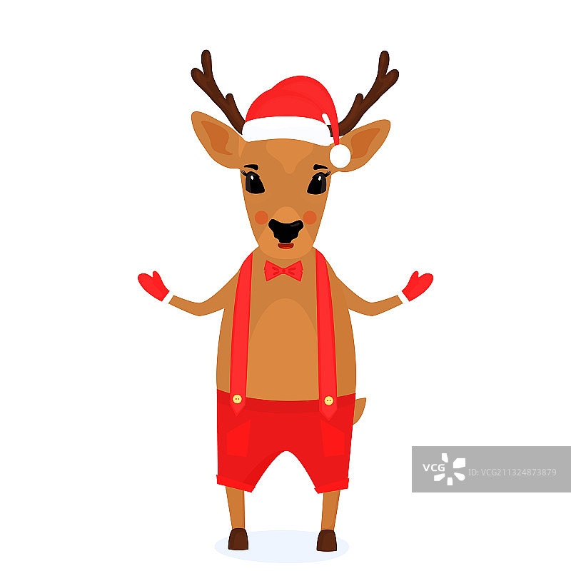 圣诞驯鹿卡通人物穿着图片素材