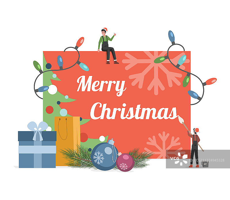 圣诞快乐平卡设计与可爱图片素材