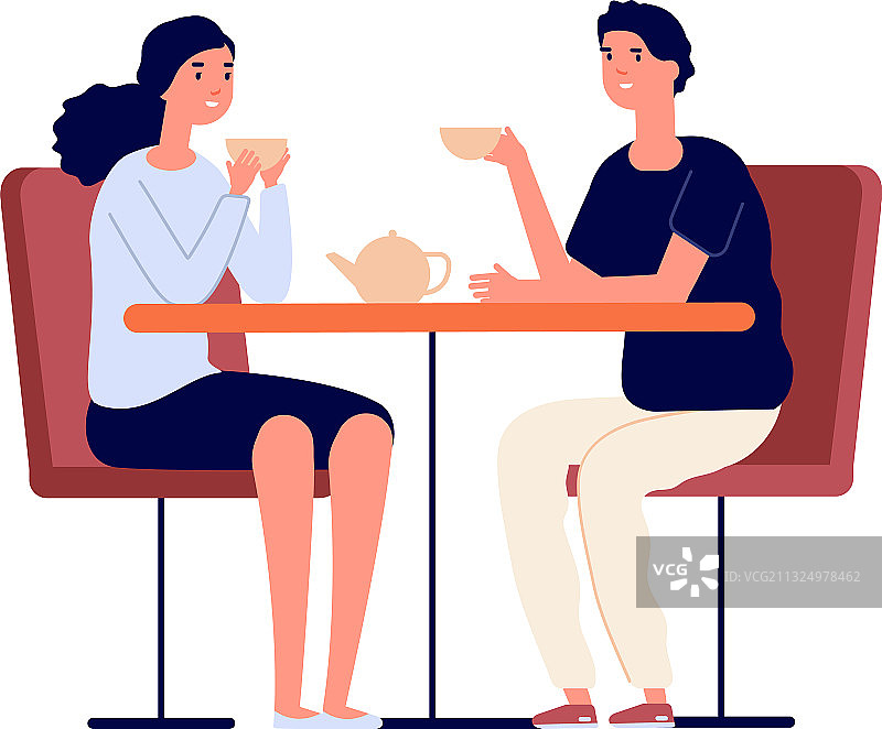情侣在约会男人和女人喝茶图片素材