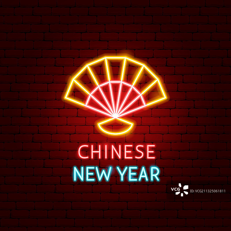 中国新年霓虹标签图片素材