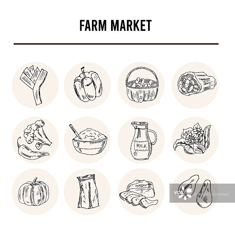 农场市场菜单上的图标图片素材