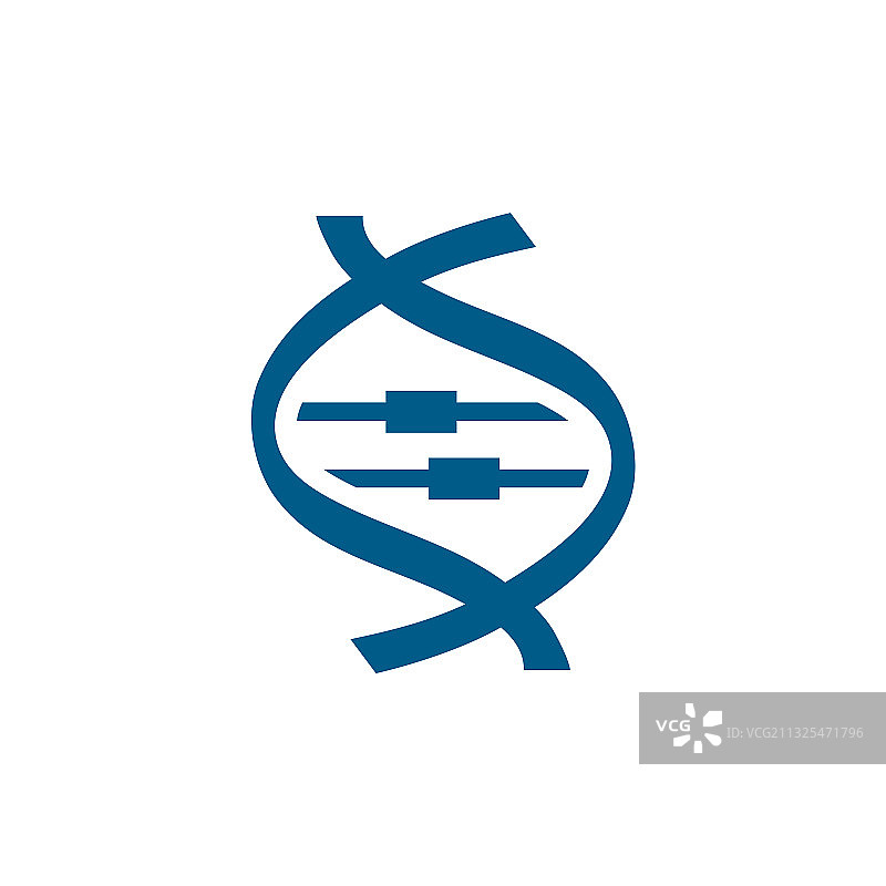 DNA蓝色图标在白色背景蓝色平风格图片素材