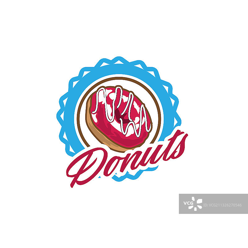甜甜圈标志复古风格徽章和图片素材