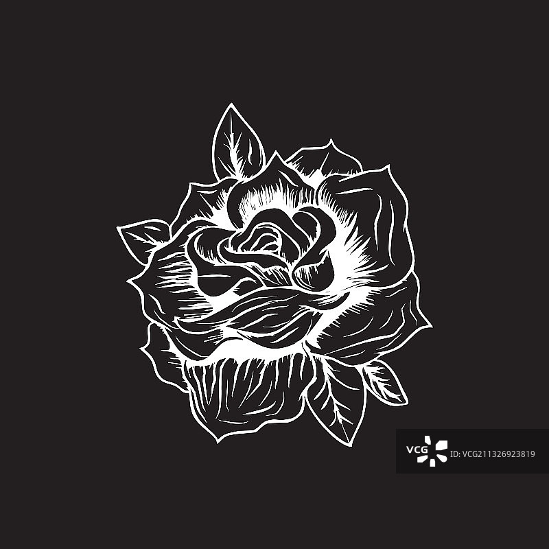 白色玫瑰标志在黑色的背景模板图片素材