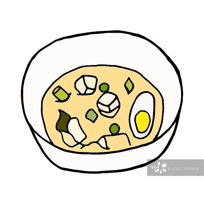 手绘涂鸦味噌汤日本料理菜肴图片素材