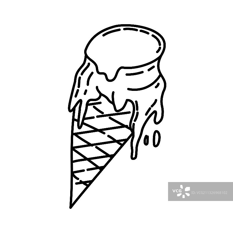 融化的冰淇淋图标涂鸦手绘或图片素材