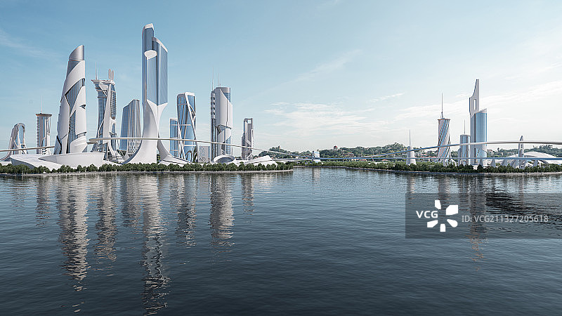 未来科幻绿色新城市图片素材