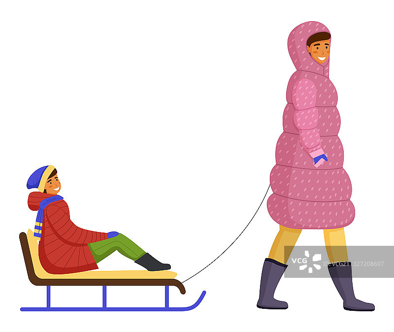母亲和女儿在一个冬天散步的女人图片素材