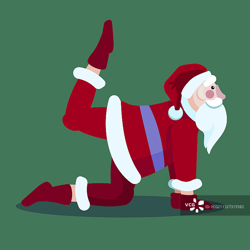 圣诞老人做瑜伽姿势图片素材