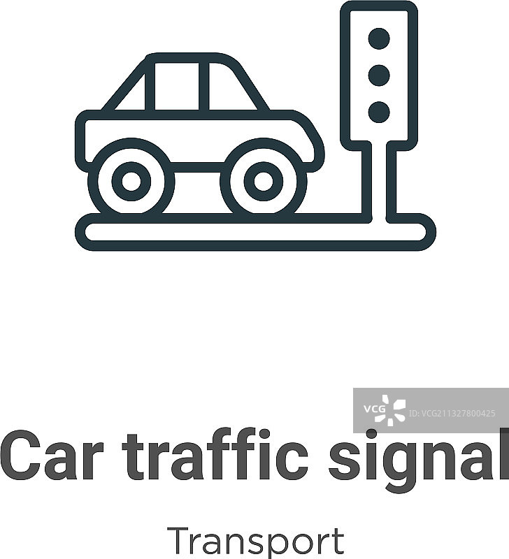 汽车交通信号轮廓图标细线黑色图片素材
