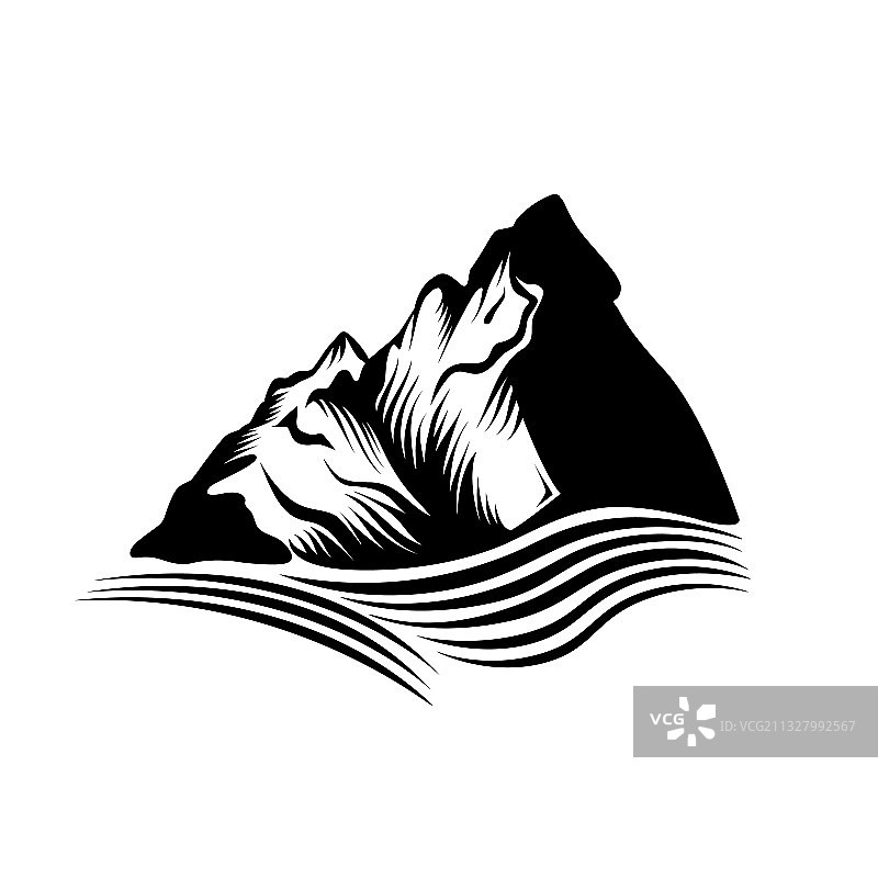 黑色的剪影一座山的山脉图片素材