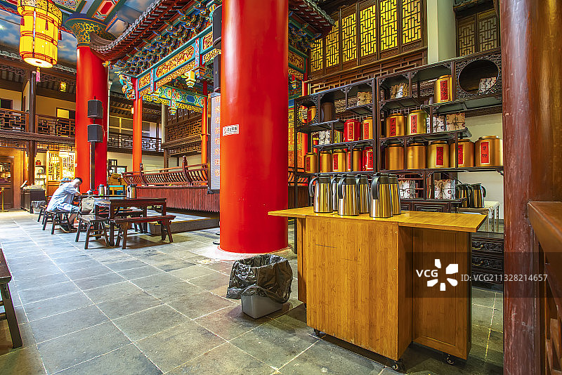 南京中式茶馆内景图片素材