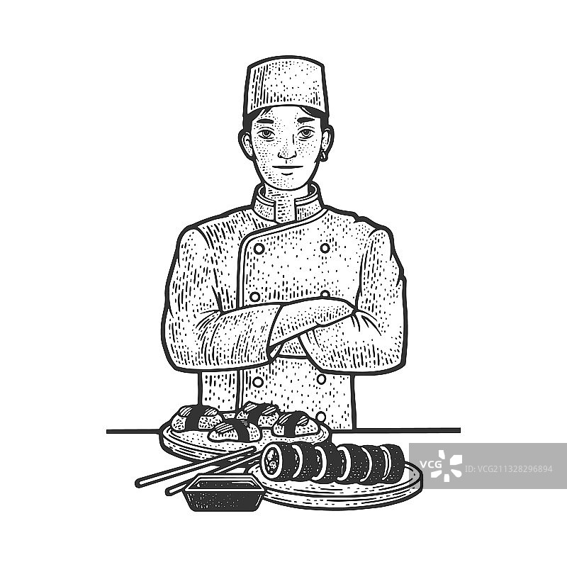 寿司厨师草图图片素材