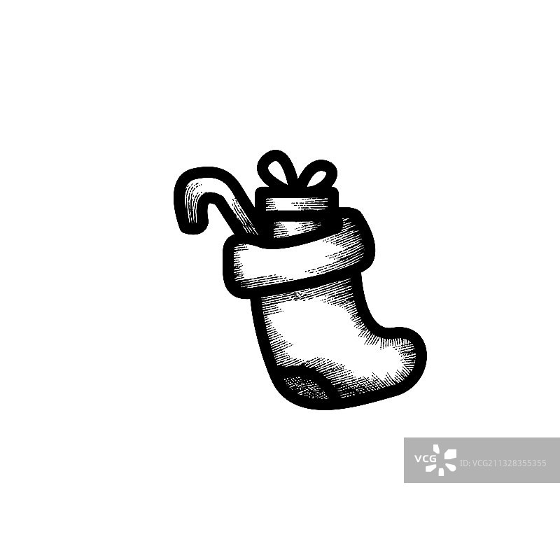 袜子圣诞装饰手绘图标图片素材