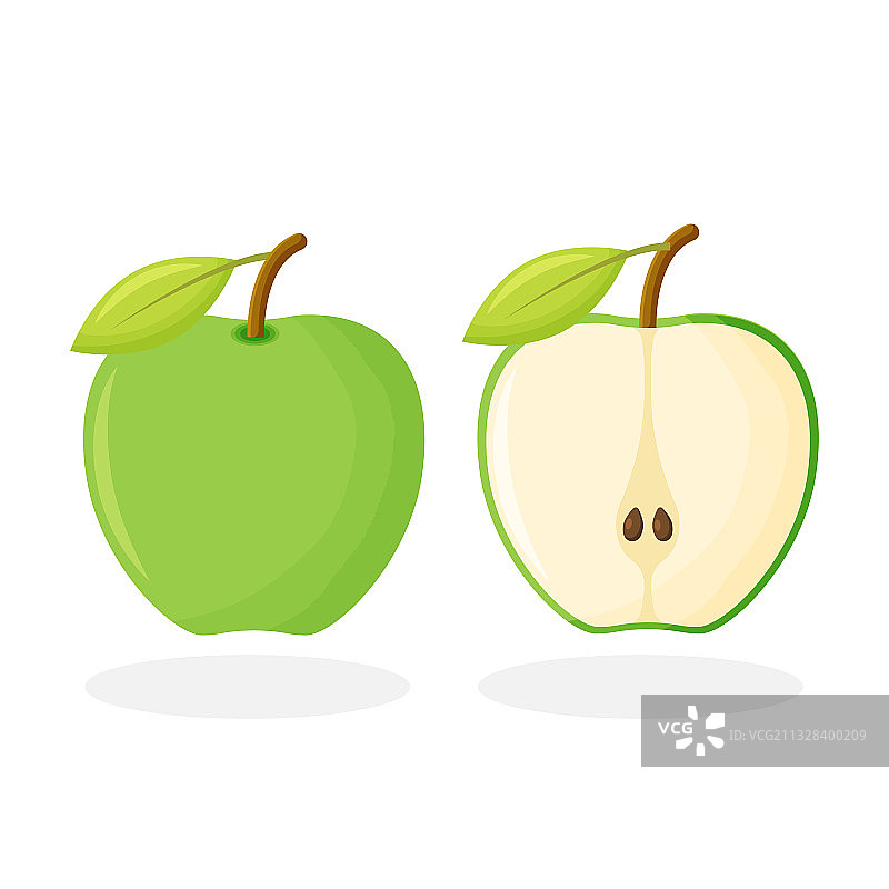 青苹果图标青苹果被分成两半图片素材