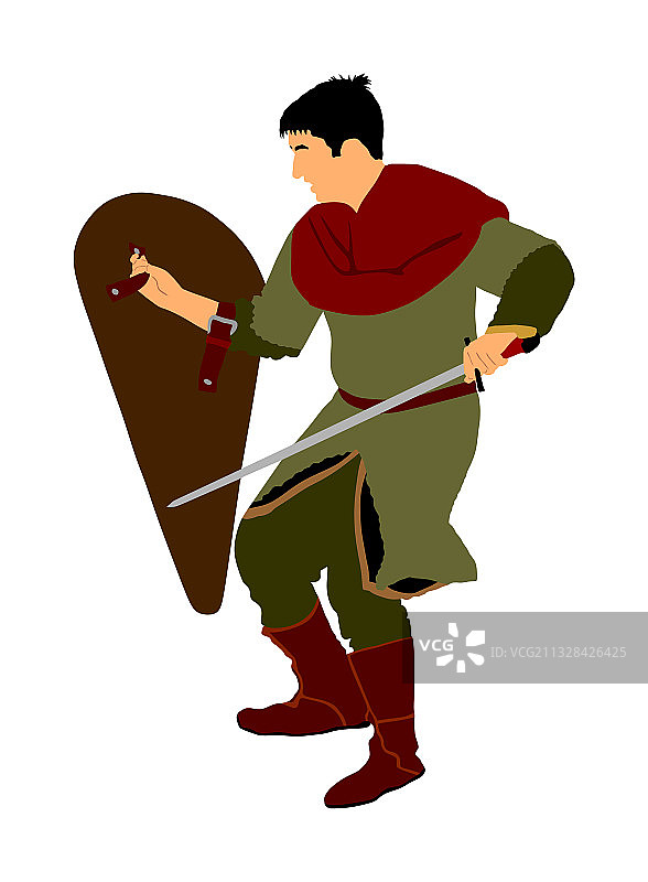 身穿盔甲，手持剑和盾的骑士图片素材