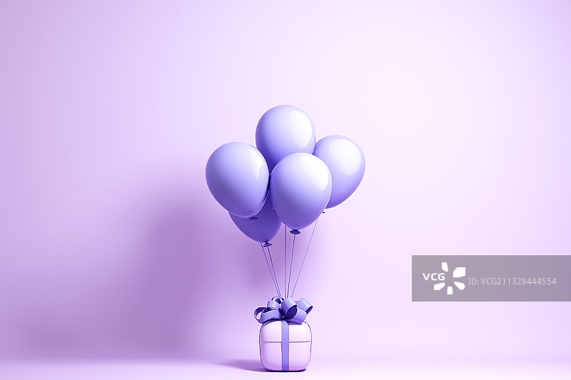 3D渲染的礼盒气球场景图图片素材
