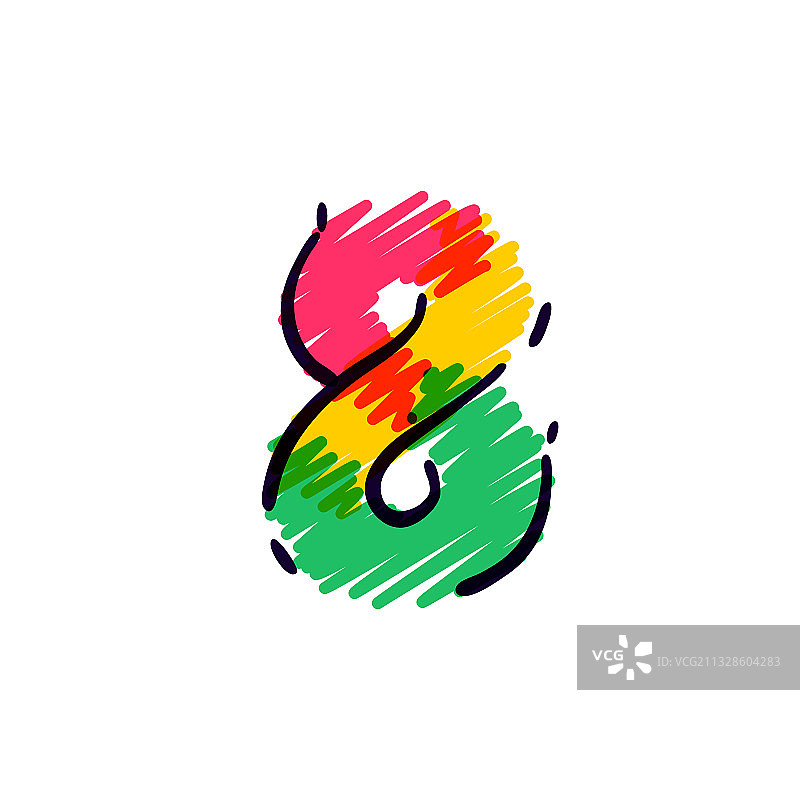 8号标志用彩色手绘图片素材