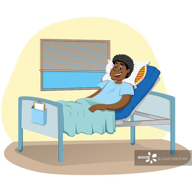 一个非洲后裔躺在医院病房里图片素材