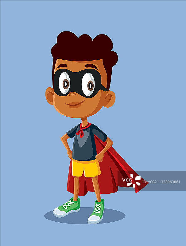 超级英雄非洲男孩卡通图片素材