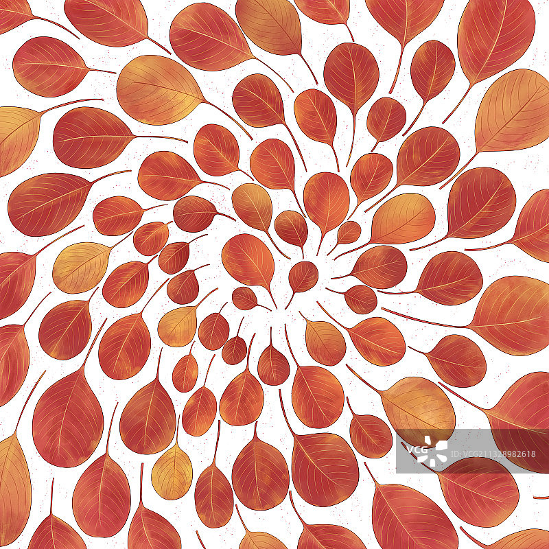 红色树叶组合插画背景2图片素材