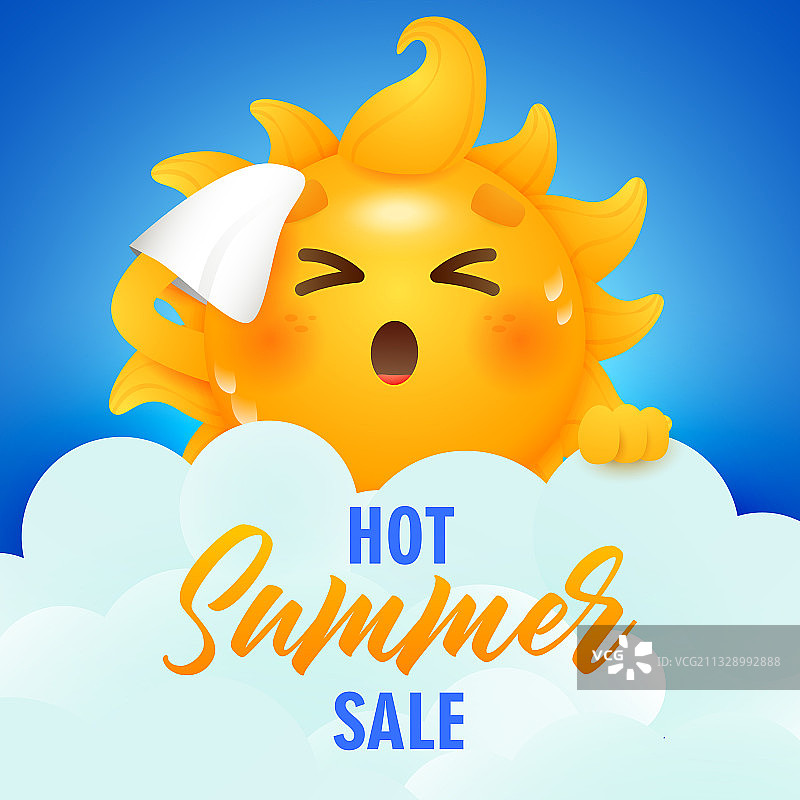炎热的夏季销售刻字和太阳卡通图片素材