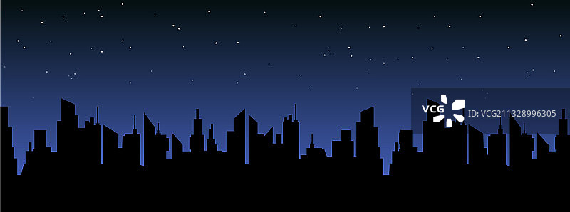 城市景观夜景轮廓剪影图片素材