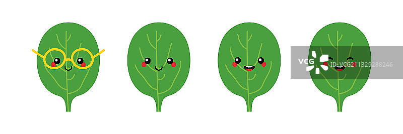 卡通风格的绿色菠菜叶人物图片素材