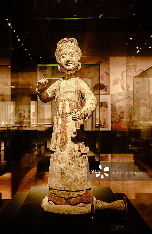 成都市博物馆彩绘陶伎乐俑图片素材