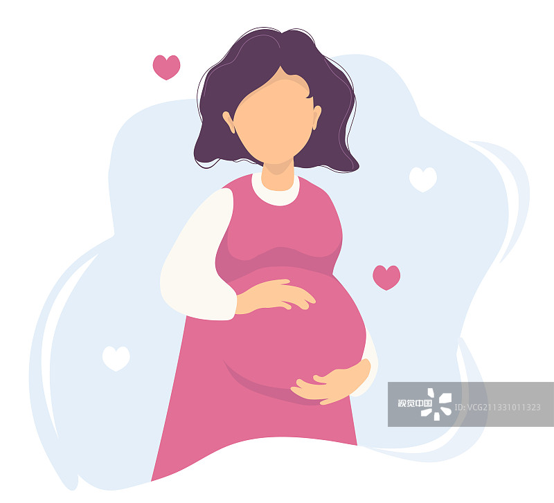 做母亲的快乐孕妇穿着粉红色的裙子图片素材