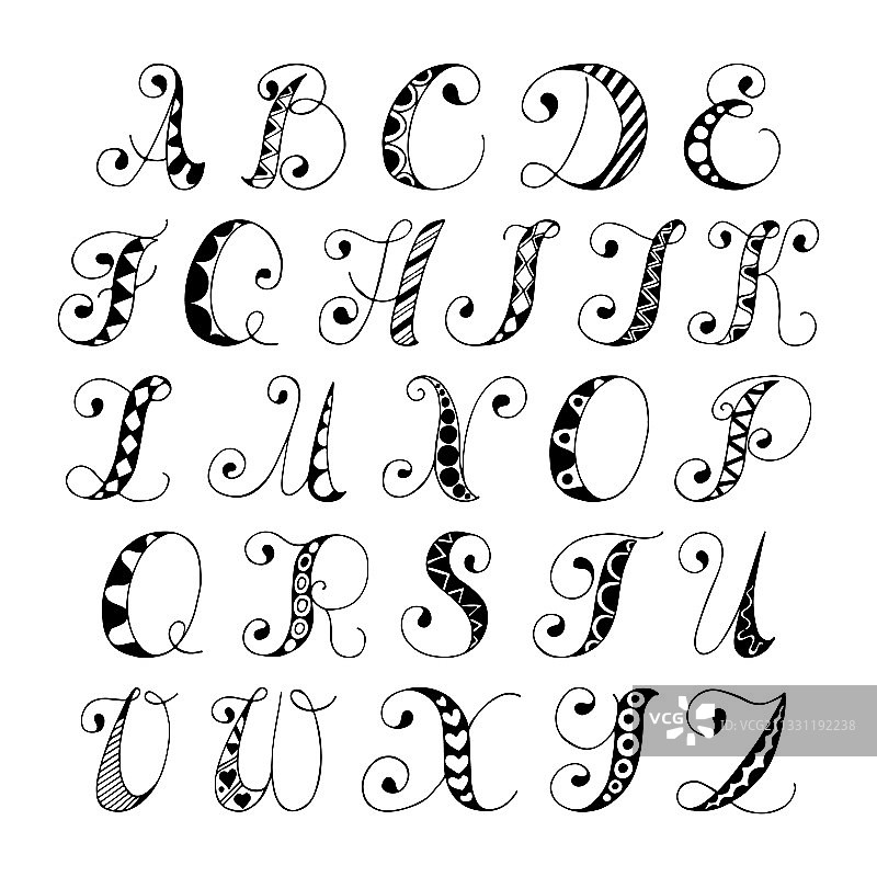 素描字母字体图片素材