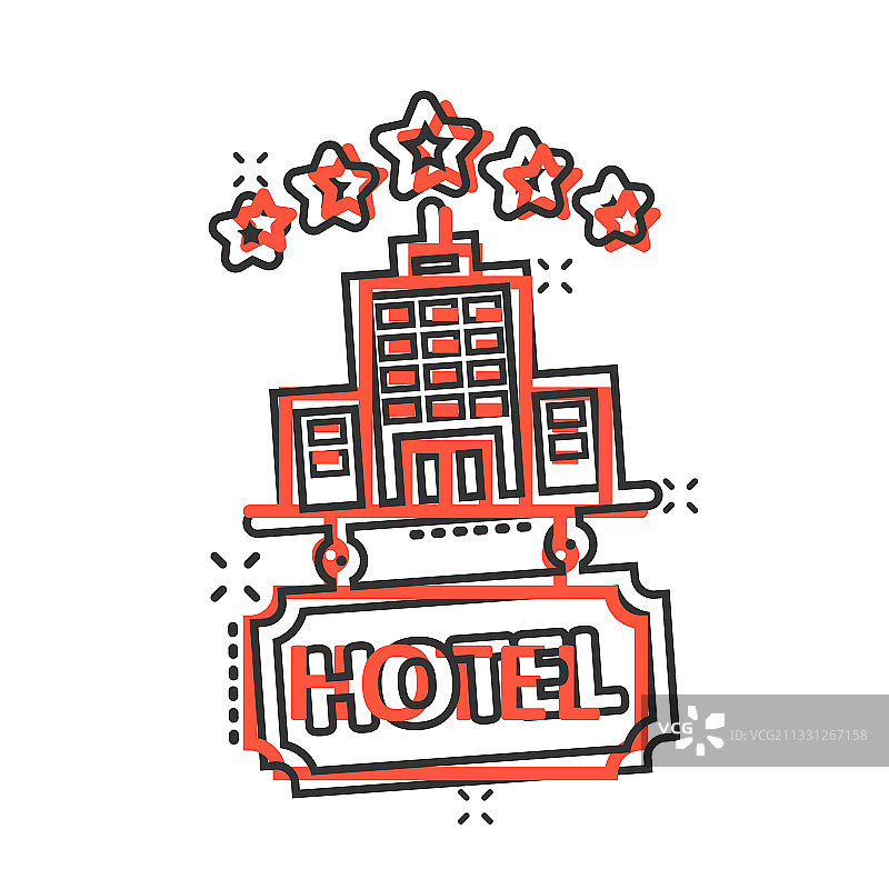 酒店5星级标志图标在漫画风格的客栈图片素材