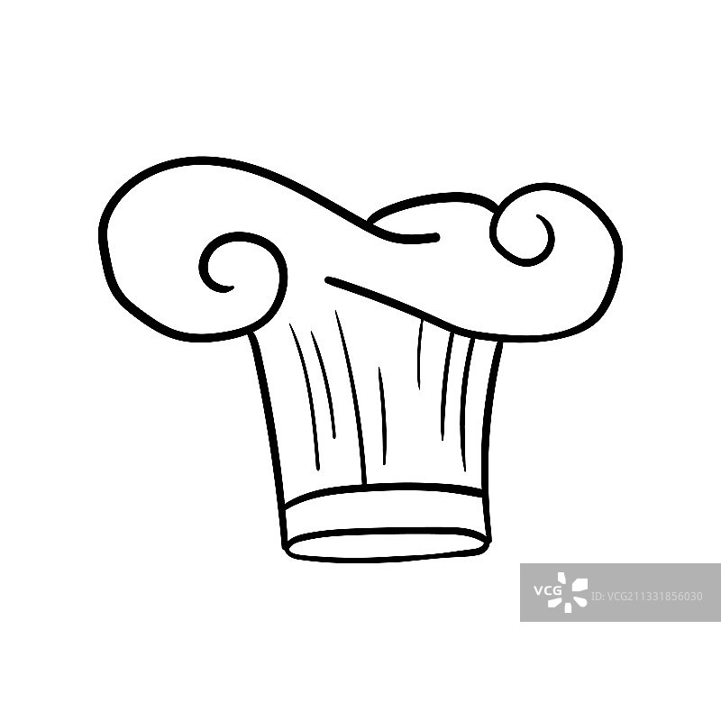 厨师帽或厨师帽在大纲素描卡通图片素材