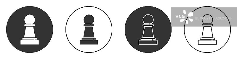 黑色象棋图标孤立在白色背景上图片素材
