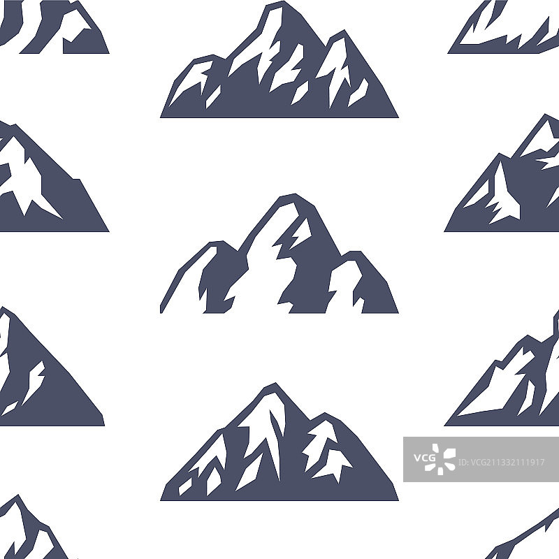 无缝模式手绘山孤立的滑雪图片素材