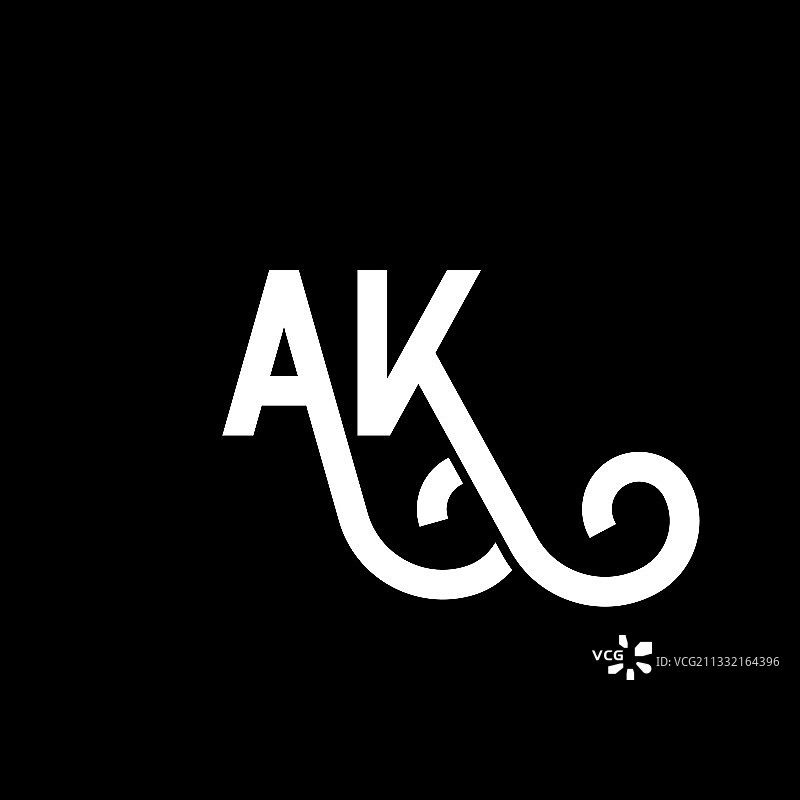 Ak字母标志设计在黑色背景Ak图片素材