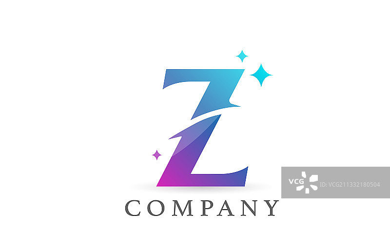 Z为粉蓝色渐变字母标志图片素材