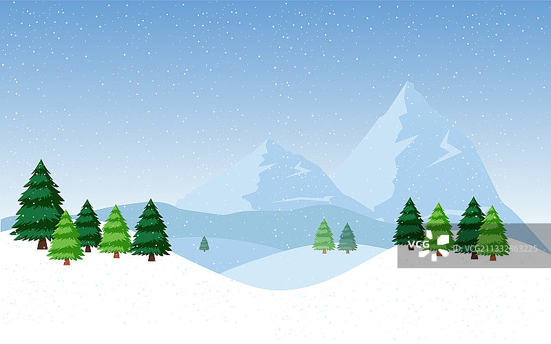 美丽的冬季景观背景与山图片素材