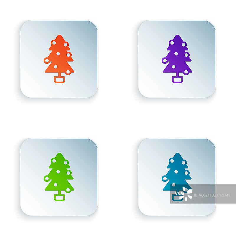 用装饰图标给圣诞树着色图片素材