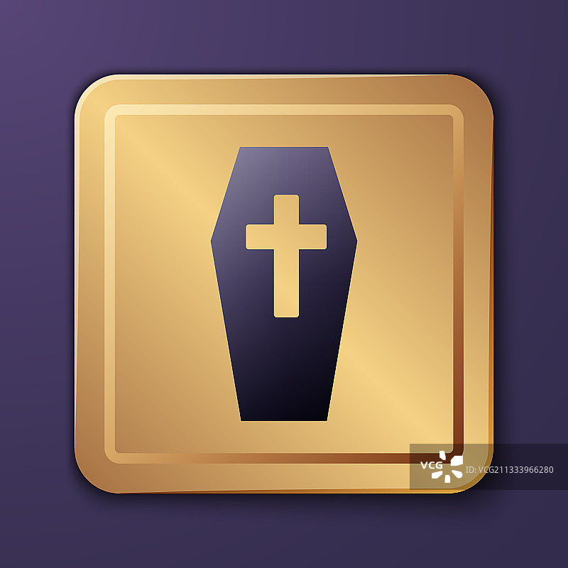 紫色棺材与基督教十字架孤立图片素材