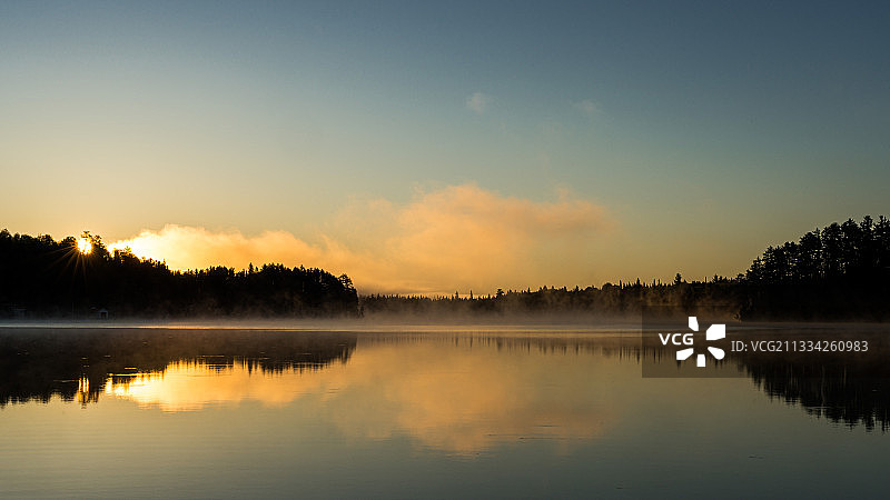 日落时分，加拿大湖上的风景图片素材